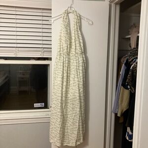 A New Day Cream Patterned Backless Dress